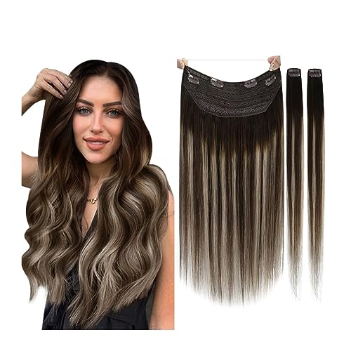 Perücke Clip-in-Haarverlängerungen aus echtem Echthaar, weiche, natürliche, handgefertigte Echthaarverlängerungen for Frauen, lange, glatte Echthaar-Clip-in-Haarverlängerung Perücken für Frauen(4-18-4 von zhangrui1888