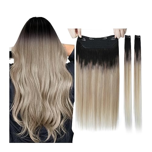 Perücke Clip-in-Haarverlängerungen aus echtem Echthaar, weiche, natürliche, handgefertigte Echthaarverlängerungen for Frauen, lange, glatte Echthaar-Clip-in-Haarverlängerung Perücken für Frauen(1B-18- von zhangrui1888