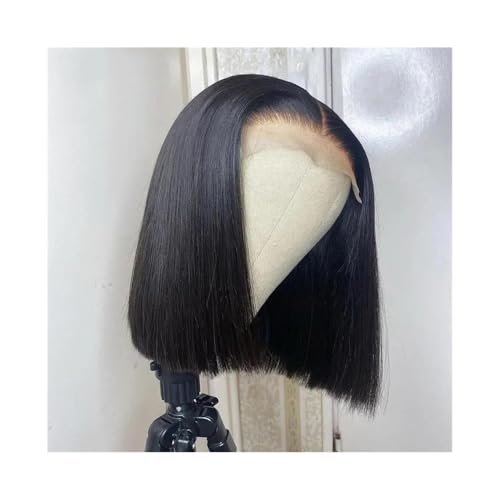 Perücke Kurze Perücke, transparente Lace-Frontal-Perücken, Echthaar, 100% glatte Bob-Perücken, vorgezupft, 13 x 4 Lace-Front-Perücken for Frauen Perücken für Frauen(8inches) von zhangrui1888