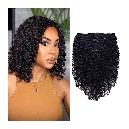 Perücke Verworrene lockige Clip-in-Haarverlängerungen aus Echthaar for Frauen – 8 Stück, 18 Clips, brasilianisches Remy-Echthaar, Clip-in-Extensions, dick bis zu den Enden, 120 g/Set, natürliches Schw von zhangrui1888