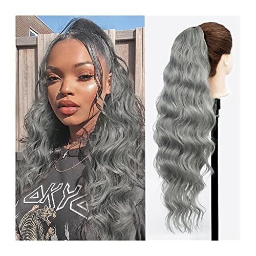 Ponytail Extension 66 cm lange gewellte Haarverlängerung, synthetische hitzebeständige Haarverlängerung, Haarteil for Frauen und Mädchen, Kordelzug-Pferdeschwanz, natürlicher, weicher Clip-in-Pferdesc von zhangrui1888