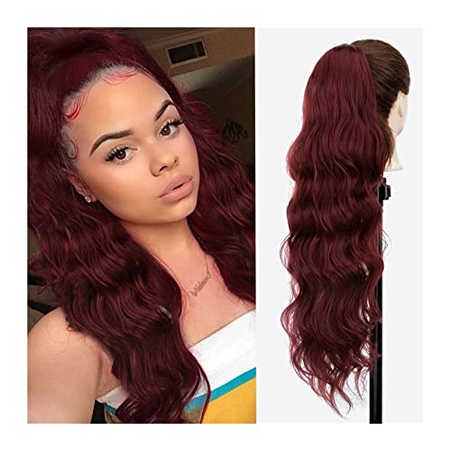 Ponytail Extension 66 cm lange gewellte Haarverlängerung, synthetische hitzebeständige Haarverlängerung, Haarteil for Frauen und Mädchen, Kordelzug-Pferdeschwanz, natürlicher, weicher Clip-in-Pferdesc von zhangrui1888