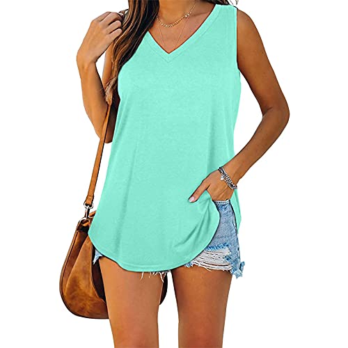 Women's Sports Shirt, Running t-Shirt Women, Yoga Fitness Tank top, Summer Sleeveless Vest, Sports Shirt Women's Short Sleeve, Tank Tops Women, Racer Back top (DE/NL/SE/PL, Alter, S, Hellgrün) von zhaojiexiaodian