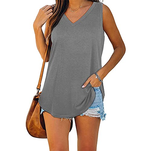 Women's Sports Shirt, Running t-Shirt Women, Yoga Fitness Tank top, Summer Sleeveless Vest, Sports Shirt Women's Short Sleeve, Tank Tops Women(DE/NL/SE/PL, Alter, S, Grau) von zhaojiexiaodian