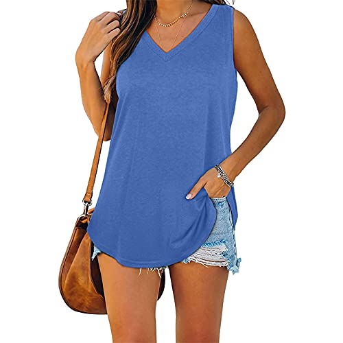 Women's Sports Shirt, Running t-Shirt Women, Yoga Fitness Tank top, Summer Sleeveless Vest, Sports Shirt Women's Short Sleeve, Tank Tops Women, Racer Back top (DE/NL/SE/PL, Alter, XXL, Blau) von zhaojiexiaodian