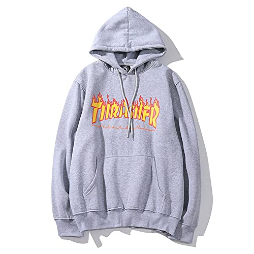 zhaojiexiaodian Herren Hoodie, Casual Hoodie Pullover Hip Hop Street Style Sweatshirt Unisex Langarm Kapuzenpullover, Pullover, Sweatshirt (DE/NL/SE/PL, Alphanumerisch, M, grau) von zhaojiexiaodian