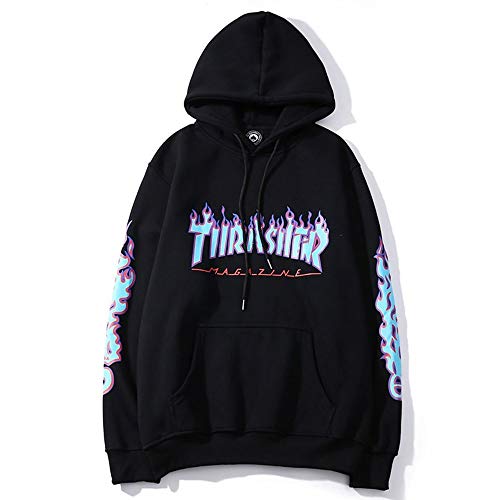 zhaojiexiaodian Herren Hoodie, Casual Hoodie Pullover Hip Hop Street Style Sweatshirt Unisex Langarm Kapuzenpullover, Pullover, Sweatshirt (DE/NL/SE/PL, Alphanumerisch, XXL, Schwarz) von zhaojiexiaodian
