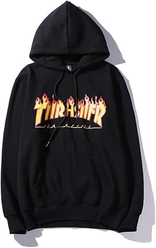 zhaojiexiaodian Herren Hoodie, Casual Hoodie Pullover Hip Hop Street Style Sweatshirt Unisex Langarm Kapuzenpullover, Pullover, Sweatshirt (DE/NL/SE/PL, Alphanumerisch, XXL, Schwarz (A)) von zhaojiexiaodian