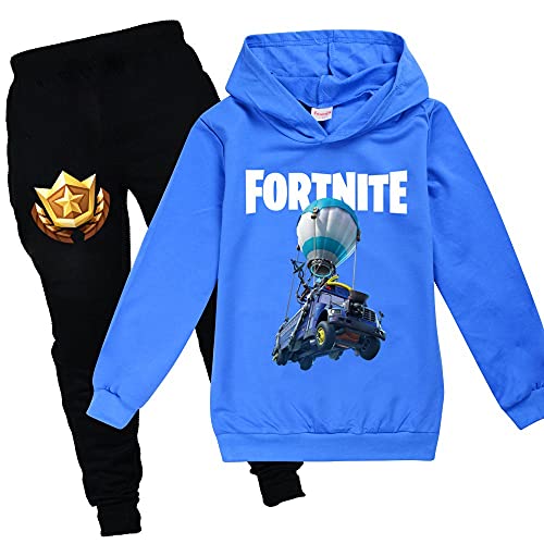 zhaojiexiaodian Jungen Unisex 3D Print Pullover Kinder Jogging Hoodies Sweatshirt Trainingsanzüge Kleidung Outwear Jumper Hip Hop Streetwear Hooded Tops (KC-Blau, 120) von zhaojiexiaodian