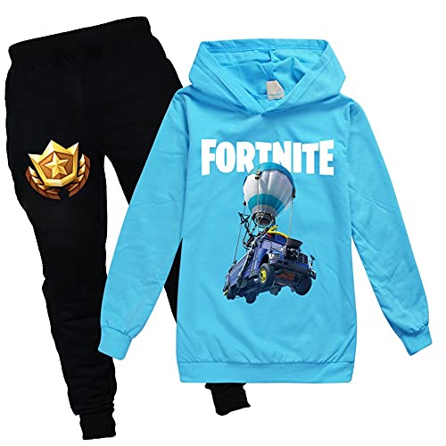 zhaojiexiaodian Jungen Unisex 3D Print Pullover Kinder Jogging Hoodies Sweatshirt Trainingsanzüge Kleidung Outwear Jumper Hip Hop Streetwear Hooded Tops (KC-Hellblau, 150) von zhaojiexiaodian