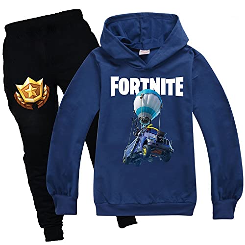 zhaojiexiaodian Jungen Unisex 3D Print Pullover Kinder Jogging Hoodies Sweatshirt Trainingsanzüge Kleidung Outwear Jumper Hip Hop Streetwear Hooded Tops (KC-Meerblau, 160) von zhaojiexiaodian