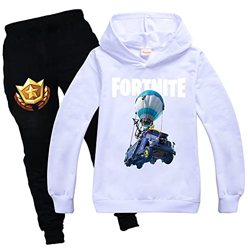 zhaojiexiaodian Jungen Unisex 3D Print Pullover Kinder Jogging Hoodies Sweatshirt Trainingsanzüge Kleidung Outwear Jumper Hip Hop Streetwear Hooded Tops (KC-Weiß, 170) von zhaojiexiaodian