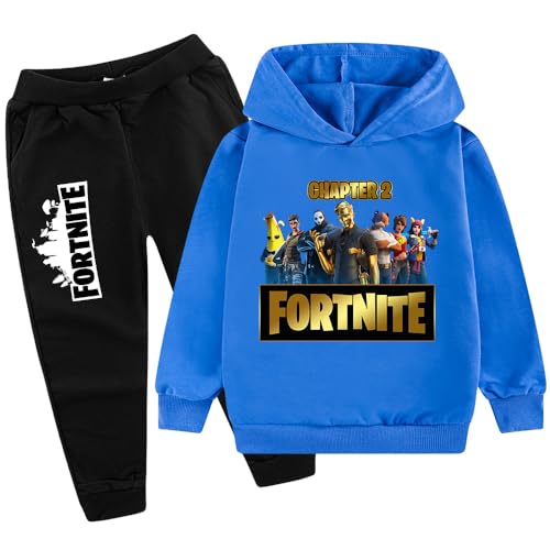 zhaojiexiaodian Sportanzug für Kinder mit 3D-Cartoon-Print,Freizeitpullover für Kinder， Kinder-Hoodie + Hose (DE/NL/SE/PL, Numerisch, 120, Regular, Blau C) von zhaojiexiaodian