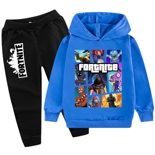 zhaojiexiaodian Sportanzug für Kinder mit 3D-Cartoon-Print,Freizeitpullover für Kinder， Kinder-Hoodie + Hose (DE/NL/SE/PL, Numerisch, 130, Regular, Blau B) von zhaojiexiaodian