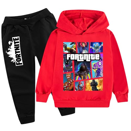 zhaojiexiaodian Sportanzug für Kinder mit 3D-Cartoon-Print,Freizeitpullover für Kinder， Kinder-Hoodie + Hose (DE/NL/SE/PL, Numerisch, 130, Regular, Rot B) von zhaojiexiaodian