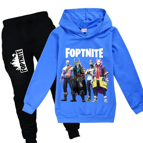 zhaojiexiaodian Sportanzug für Kinder mit 3D-Cartoon-Print,Freizeitpullover für Kinder-Hoodie + Hose (DE/NL/SE/PL, Numerisch, 150, Regular, Blau) von zhaojiexiaodian