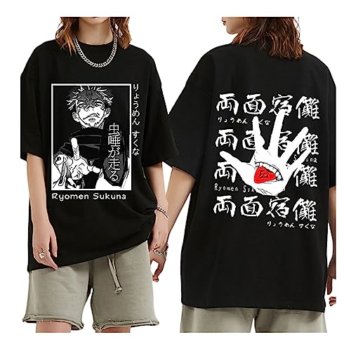 Anime Jujutsu Kaisen Ryomen Sukuna Unisex T Shirt Cartoon Fans Sommer Hip Hop Atmungsaktive T-Shirts (M,Color 01) von zhedu