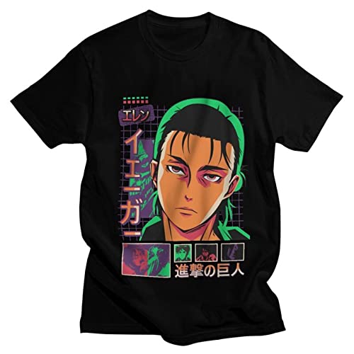 Attack on Titan T-Shirt Herren Kurzarm Casual T-Shirt Shingeki No Kyojin AOT Eren Yeager T-Shirt Tailliertes T-Shirt Tops (XXL,Color 1) von zhedu