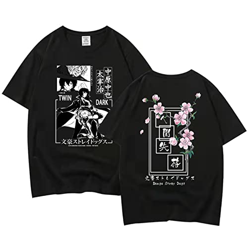 Bungo Stray Dogs T-Shirt Damen Herren Harajuku Anime T-Shirt Kurzarm Grafik T-Shirts Sommer (3XL,Color 01) von zhedu