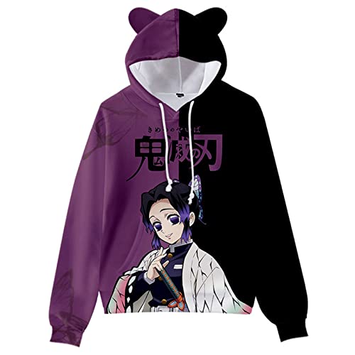 Demon Slayer Cosplay Kostüm Hoodies Süße Katzenohr Sweatshirts 3D Gedruckte Cartoon Anime Mit Kapuze Harajuku Streetwear Kawaii Frauen Hoodie (3XL,Color 03) von zhedu