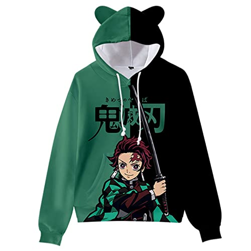 Demon Slayer Cosplay Kostüm Hoodies Süße Katzenohr Sweatshirts 3D Gedruckte Cartoon Anime Mit Kapuze Harajuku Streetwear Kawaii Frauen Hoodie (3XL,Color 04) von zhedu