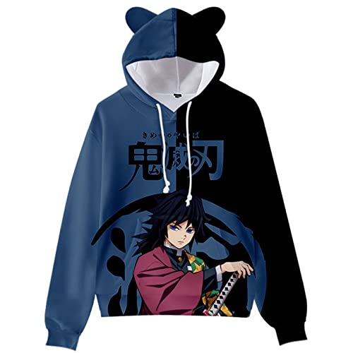 Demon Slayer Cosplay Kostüm Hoodies Süße Katzenohr Sweatshirts 3D Gedruckte Cartoon Anime Mit Kapuze Harajuku Streetwear Kawaii Frauen Hoodie (4XL,Color 02) von zhedu