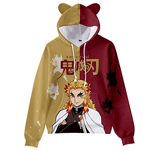 Demon Slayer Cosplay Kostüm Hoodies Süße Katzenohr Sweatshirts 3D Gedruckte Cartoon Anime Mit Kapuze Harajuku Streetwear Kawaii Frauen Hoodie (4XL,Color 05) von zhedu