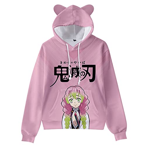 Demon Slayer Cosplay Kostüm Hoodies Süße Katzenohr Sweatshirts 3D Gedruckte Cartoon Anime Mit Kapuze Harajuku Streetwear Kawaii Frauen Hoodie (M,Color 06) von zhedu