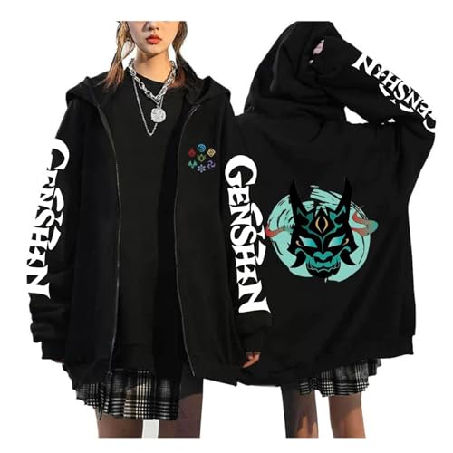 Genshin Impact Anime Kapuzenpullover Mit Reißverschluss Mode Sweatshirt Cartoon Grafik Manga Harajuku Zip Up Jacken Koreanischen Stil Streetwear (Color 03,XXS) von zhedu