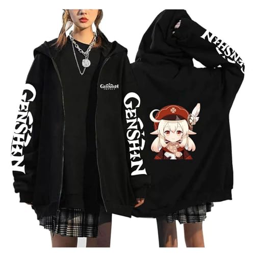 Genshin Impact Anime Kapuzenpullover Mit Reißverschluss Mode Sweatshirt Cartoon Grafik Manga Harajuku Zip Up Jacken Koreanischen Stil Streetwear (Color 06,4XL) von zhedu