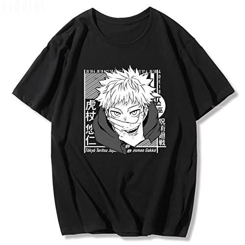 Itadori Yuji T Shirt Männer Frauen Anime Jujutsu Kaisen Tees Harajuku Shirts Oansatz Streetwear Unisex Druck Sommer Tops (L,Color 01) von zhedu