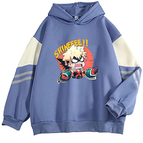 Japan Anime My Hero Academia Harajuku Kawaii Langarm Hoodies Lässige Lockere Cartoon Pullover Unisex Manga Patchwork Übergröße Streetwear (Color 03,M) von zhedu