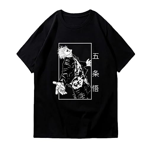 Japanische Anime Jujutsu Kaisen Schwarze T-Shirts Übergroßes Hip Hop Casual College Style Unisex T-Shirt (L,Color 05) von zhedu