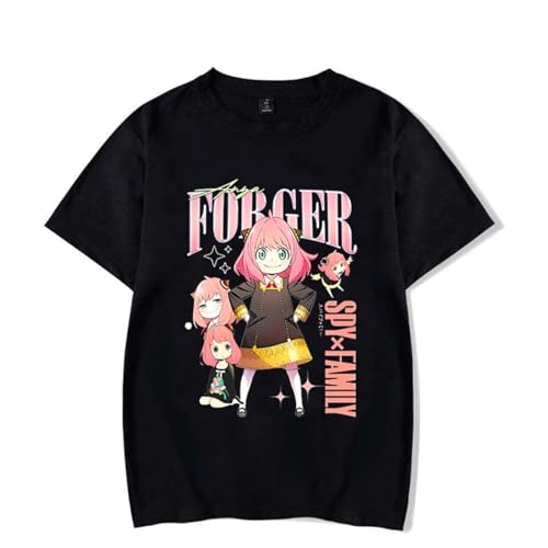 Japanische Anime Spy X Family Kurzarm Anya Forger Grafik Druck T Shirt Frauen Mädchen Harajuku Hip Hop Trendy Neue Übergroße Streetwear (XL,Color 01) von zhedu