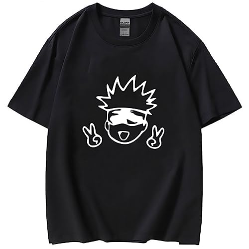 Japanisches Anime Jujutsu Kaisen T-Shirt Gojo Satoru Süßer Print Harajuku T-Shirts Unisex Kurze Ärmel (L,Color 01) von zhedu