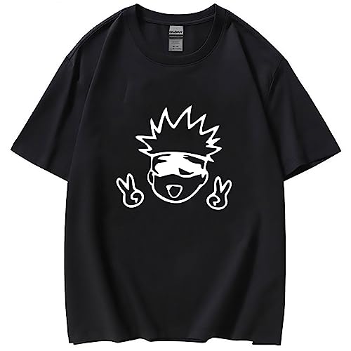 Japanisches Anime Jujutsu Kaisen T-Shirt Gojo Satoru Süßer Print Harajuku T-Shirts Unisex Kurze Ärmel (S,Color 01) von zhedu