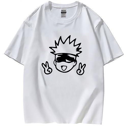 Japanisches Anime Jujutsu Kaisen T-Shirt Gojo Satoru Süßer Print Harajuku T-Shirts Unisex Kurze Ärmel (S,Color 02) von zhedu