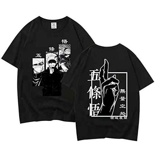 Japanisches Manga Gojo Satoru T-Shirt Jujutsu Kaisen Mode Tops Anime Mode Kurzarm Mädchen Jungen Geschenk Übergroße T-Shirts (XL,Color 01) von zhedu