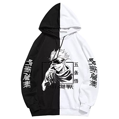 Jujutsu Kaisen Hoodie Pullover Gedruckt Unisex Sweatshirts Cool Cartoon Anime Casual Japanisch Männlich Streetwear (L,Color 02) von zhedu