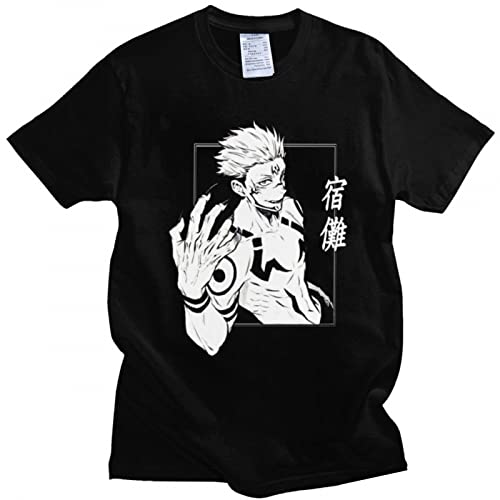 Jujutsu Kaisen T-Shirt Männer/Frauen Kurzarm Anime Manga T-Shirt Bedrucktes T-Shirt Baumwolle Grafik-T-Shirt (L,Color 03) von zhedu