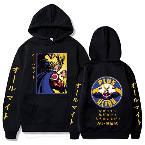 My Hero Academia Hoodie Anime All Might Graphics Print Sweatshirts Harajuku Streetwear Tops Cartoon Hip Hop Unisex Pullover (XXL,Color 01) von zhedu