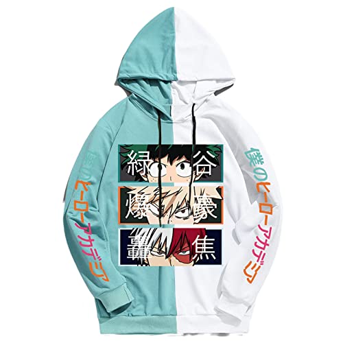 My Hero Academia Pullover Hoodie Neues 3D-Schwarz-Weiß-Sweatshirt Mit Langen Ärmeln Tops Für Männer/Frauen, Cartoon-Element-Hoodie (S,Color 02) von zhedu