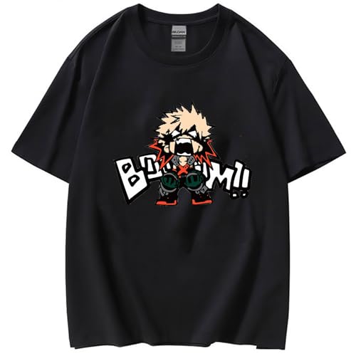 My Hero Academia T-Shirt Mit Grafikdruck Bakugou Katsuki Cartoon Sommer Rundhals 2D Gedruckt Tops Teenager Hohe Qualität Hip Hop Wild Streetwear (XS,Color 01) von zhedu
