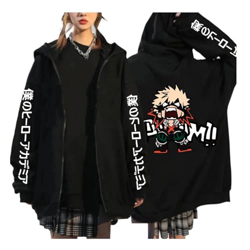 My Hero Academia Zip Up Hoodies Anime Cartoon Bedruckte Hosen Damen Jacken College Style Langarm Persönlichkeit Pullover Jugend Oberbekleidung Lose Streetwear (Color 01,XS) von zhedu