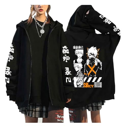 My Hero Academia Zip Up Hoodies Anime Cartoon Bedruckte Hosen Damen Jacken College Style Langarm Persönlichkeit Pullover Jugend Oberbekleidung Lose Streetwear (Color 02,XXL) von zhedu