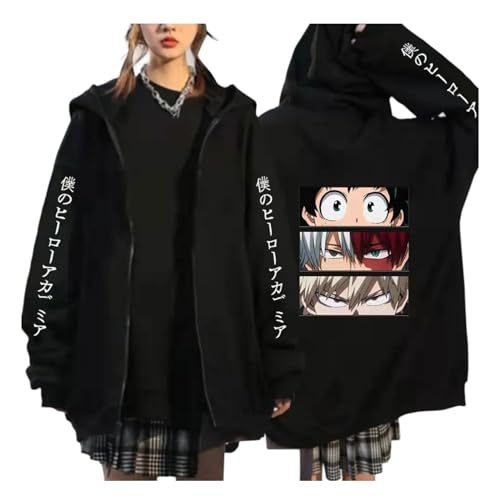 My Hero Academia Zip Up Hoodies Anime Cartoon Bedruckte Hosen Damen Jacken College Style Langarm Persönlichkeit Pullover Jugend Oberbekleidung Lose Streetwear (Color 03,M) von zhedu