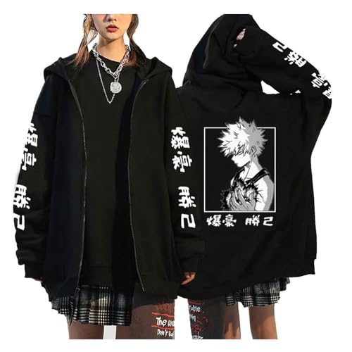 My Hero Academia Zip Up Hoodies Anime Cartoon Bedruckte Hosen Damen Jacken College Style Langarm Persönlichkeit Pullover Jugend Oberbekleidung Lose Streetwear (Color 04,XL) von zhedu