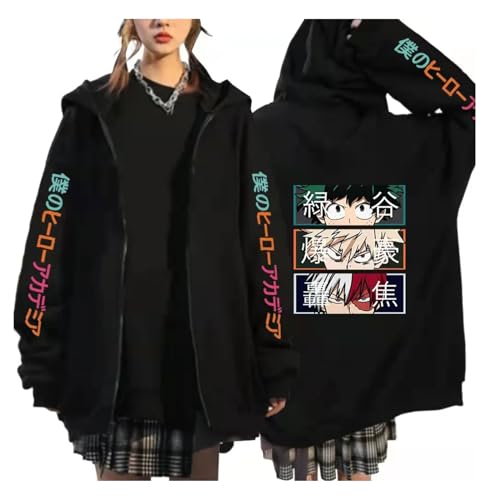 My Hero Academia Zip Up Hoodies Anime Cartoon Bedruckte Hosen Damen Jacken College Style Langarm Persönlichkeit Pullover Jugend Oberbekleidung Lose Streetwear (Color 05,XXS) von zhedu