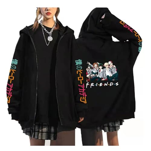 My Hero Academia Zip Up Hoodies Anime Cartoon Bedruckte Hosen Damen Jacken College Style Langarm Persönlichkeit Pullover Jugend Oberbekleidung Lose Streetwear (Color 06,S) von zhedu