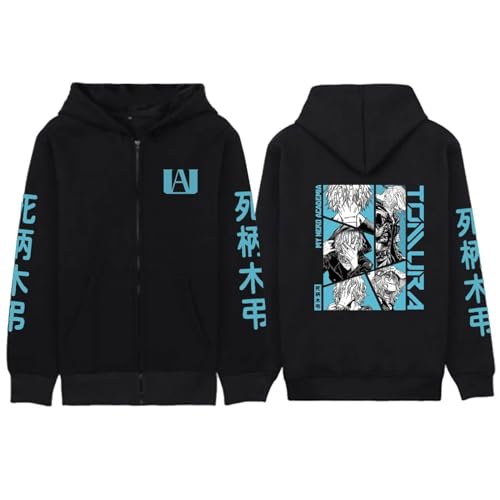 My Hero Academia Zipper Hoodies Schwarz Langarm Bequeme Hip Hop Y2k Manga Pullover Hochwertige Drop Shoulder Cartoon Anime Harajuku Jacken (Color 05,S) von zhedu